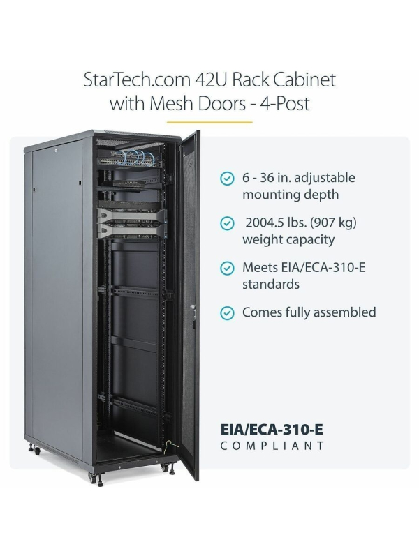 StarTech 4-Post 42U Server Rack Cabinet, Data Rack Cabinet for Computer ...